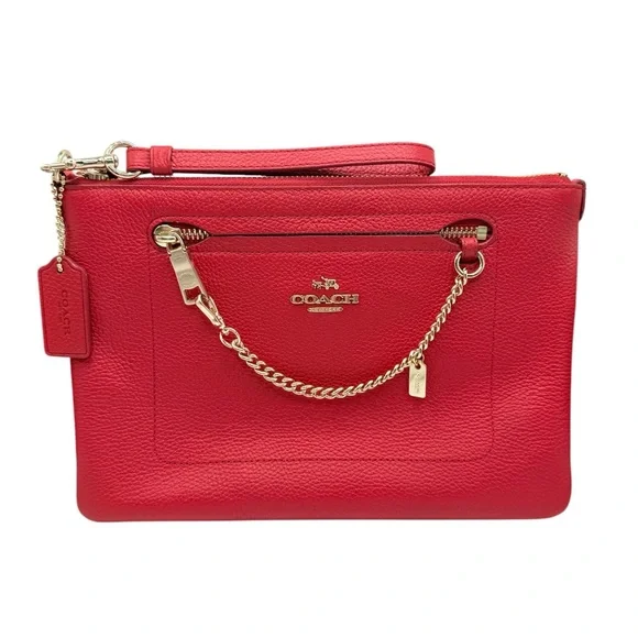 Coach Red Clutch with Gold Accents NWOT - Picture 1 of 7